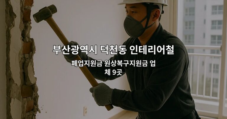 부산광역시 덕천동 인테리어철거업체 폐업지원금 원상복구지원금 업체 9곳